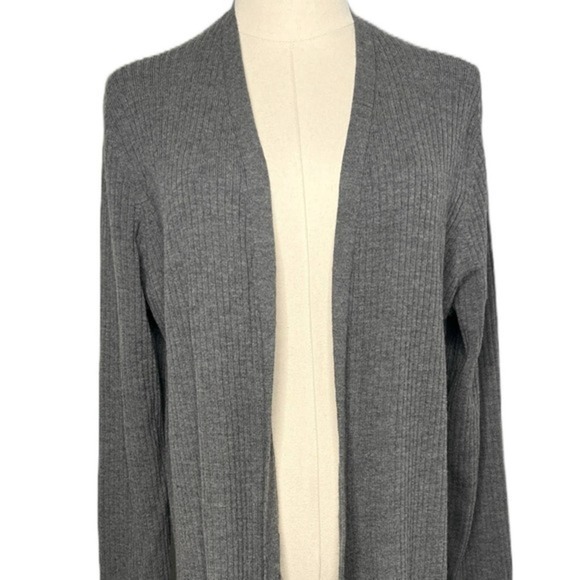 Eileen Fisher Long Cardigan Wool‎ Crepe Rib Pockets Size Large - Picture 4 of 7
